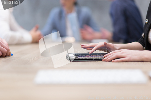 Image of Businesswoman using tablet