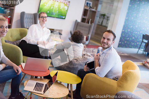 Image of Startup Business Team At A Meeting at modern office building