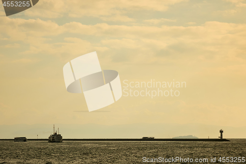 Image of Landscape panoramic view from the sea to the historical part of Istanbul, Turkey.