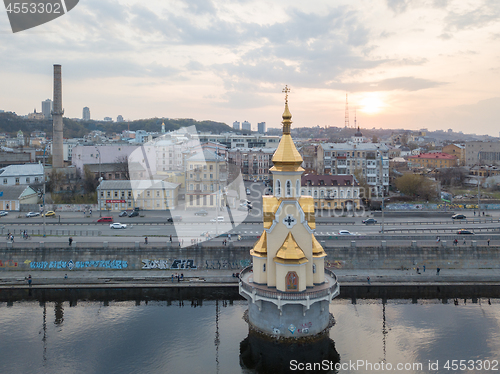 Image of Church of St. Nicholas in the waters of the Dnieper. Kiev, Ukraine