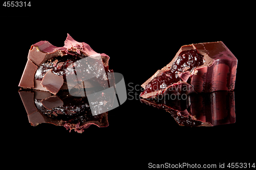 Image of section of delicious chocolates candies