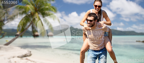 Image of happy couple having fun in summer