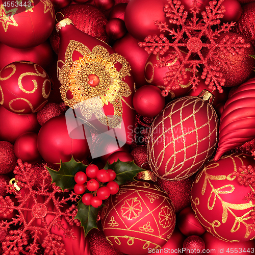 Image of Holly and Christmas Baubles