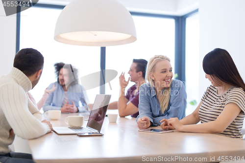 Image of Startup Business Team At A Meeting at modern office building