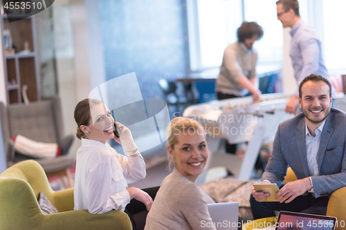 Image of Startup Business Team At A Meeting at modern office building