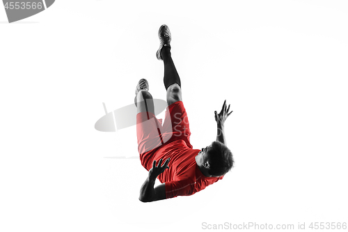 Image of Professional football soccer player isolated on white background