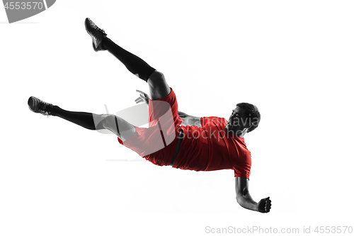 Image of Professional football soccer player isolated on white background