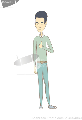Image of Young asian man giving thumb up.