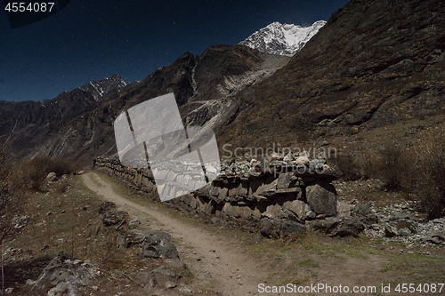 Image of Night landscape in Langtand valley trek