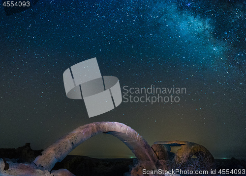 Image of Milky Way and ruins in Israel