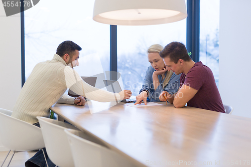 Image of Startup Business Team At A Meeting at modern office building