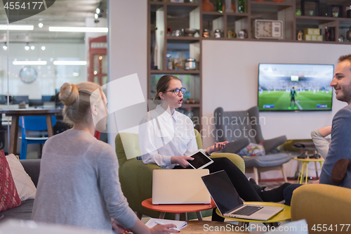 Image of Startup Business Team At A Meeting at modern office building