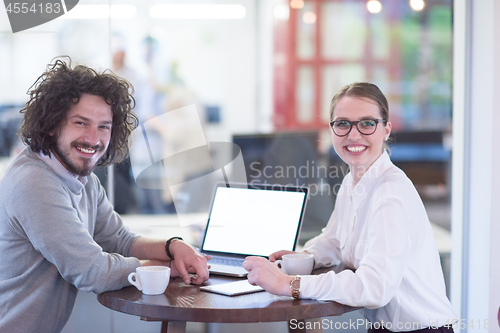 Image of startup Business team Working With laptop in creative office