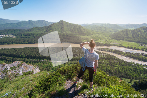 Image of Woman in Altai mountain