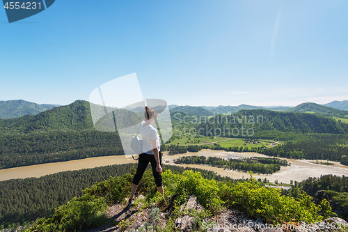 Image of Woman in Altai mountain