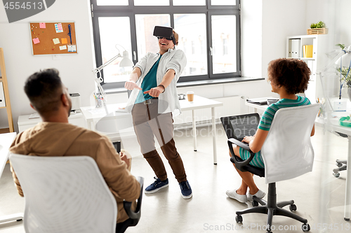 Image of developers with virtual reality headset at office