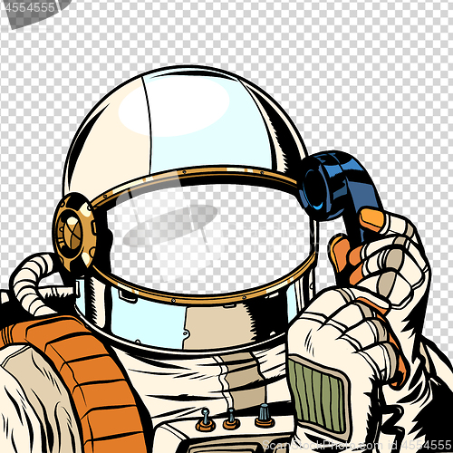 Image of The astronaut is talking on the phone. empty spacesuit template