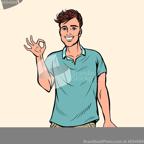 Image of OK gesture young man