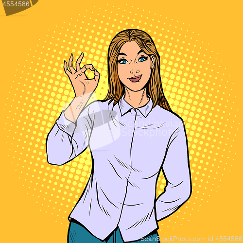 Image of OK gesture young woman