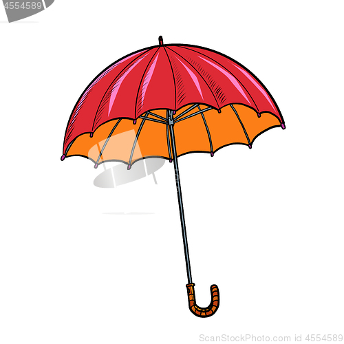 Image of red umbrella. autumn accessory