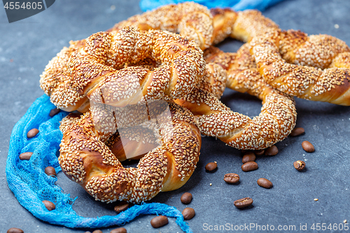 Image of Traditional Turkish bagels close up.