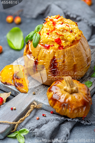 Image of Delicious pumpkin baked with couscous.