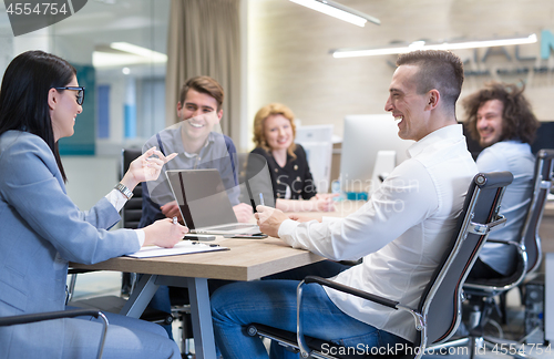 Image of Startup Business Team At A Meeting at modern office building