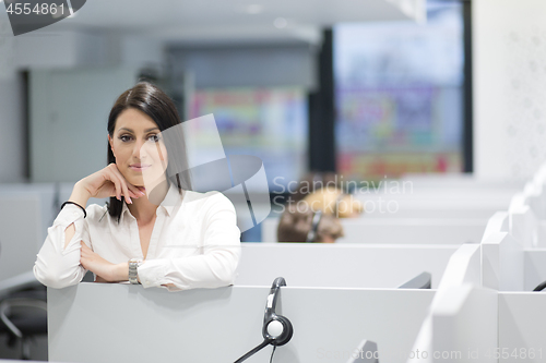 Image of female call centre operator doing her job