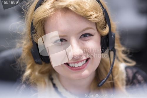 Image of female call centre operator doing her job