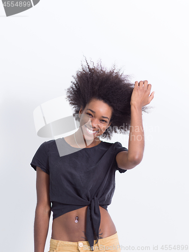 Image of black woman isolated on a white background
