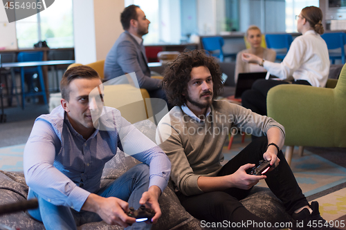 Image of startup Office Workers Playing computer games