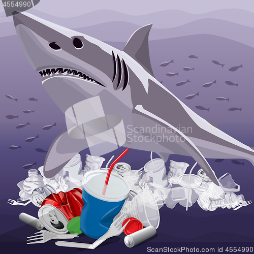 Image of Environment Pollution Illustration And Shark