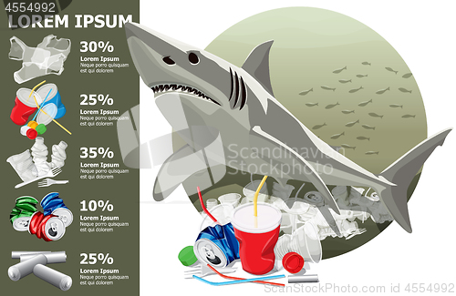 Image of Environment Pollution Illustration And Shark