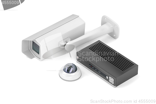 Image of Digital video recorder and surveillance cameras