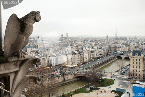 Image of Gargoyles of Paris on Notre Dame Cathedral church