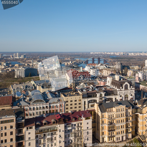 Image of bird\'s-eye view on the modern buildings in the city Kiev Ukraine