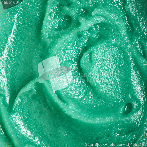 Image of Macro photo of green fruit ice cream as a layout for your ideas. Summer dessert. Top view