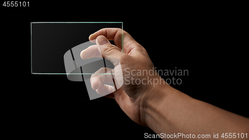 Image of hand holds a transparent glass