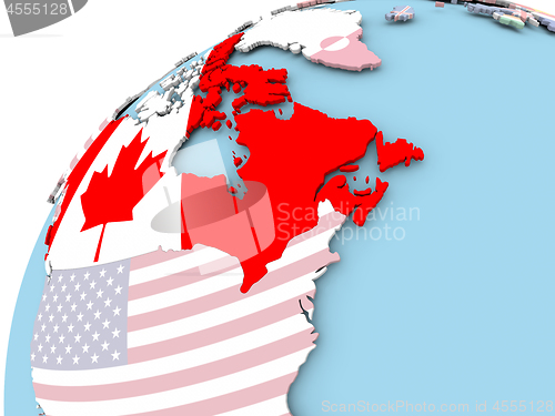 Image of Canada on globe with flag