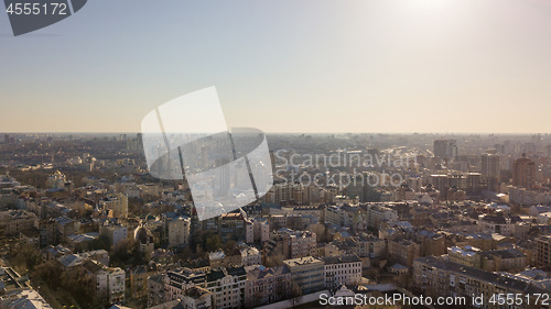 Image of View of the city of Kiev from a bird\'s eye view in spring