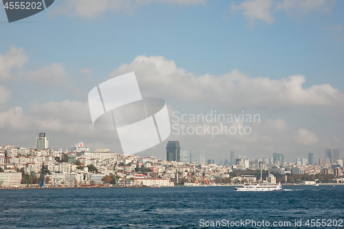 Image of The city of Istanbul in the distance against the background of the blue sky
