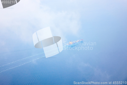 Image of Cargo ship passing through Istanbul sea.