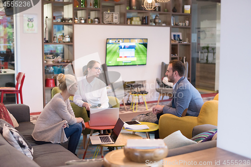 Image of Startup Business Team At A Meeting at modern office building