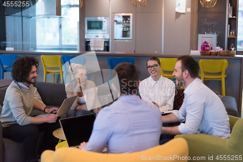 Image of Startup Business Team At A Meeting at modern office building