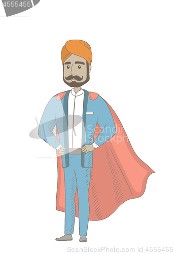 Image of Hindu businessman dressed as a superhero.