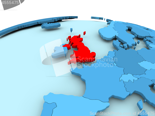 Image of United Kingdom on blue political globe