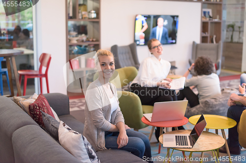 Image of Startup Business Team At A Meeting at modern office building