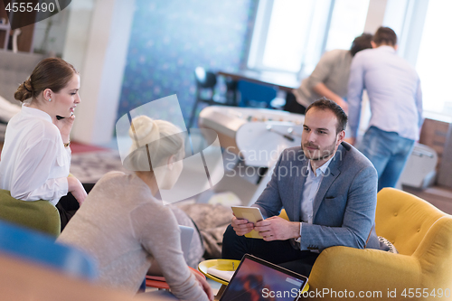 Image of Startup Business Team At A Meeting at modern office building