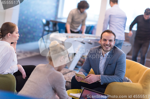 Image of Startup Business Team At A Meeting at modern office building