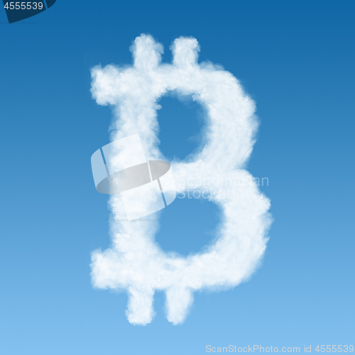 Image of bitcoin symbol made from a cloud